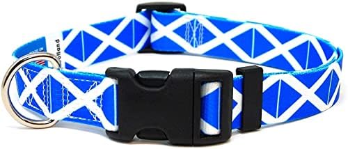 צווארון כלבים של סקוטלנד | דגל סקוטלנד | אבזם שחרור מהיר | מיוצר ב- NJ, ארהב | לכלבים בינוניים | רוחב 1 סנטימטר